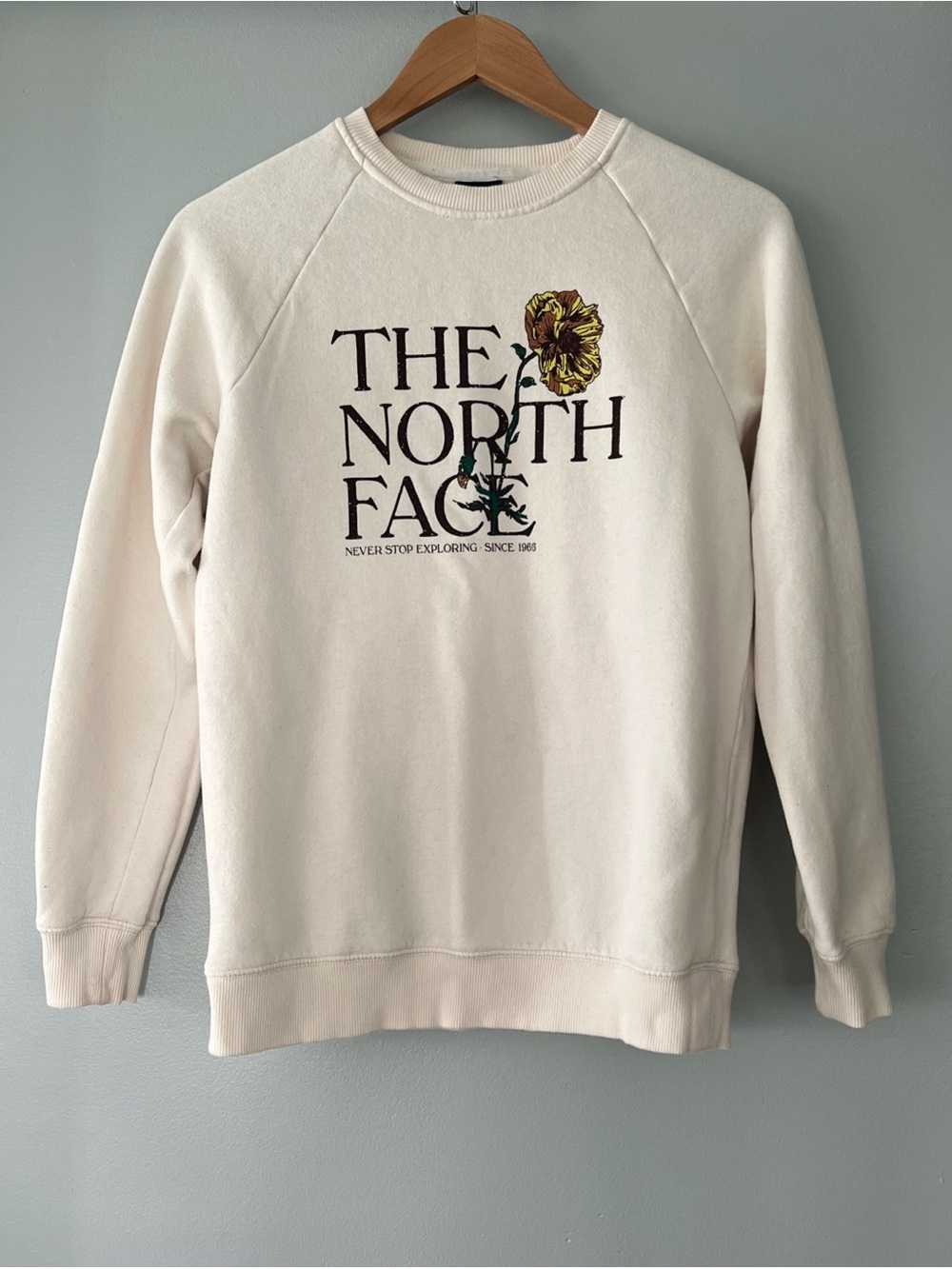 The North Face Women’s Cream Crewneck with Floral Logo